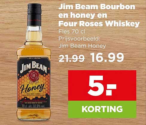 Jim Beam Bourbon en honey en Four Roses Whiskey