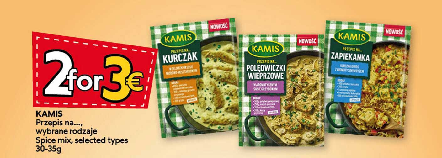 KAMIS Przepis na..., wybrane rodzaje Spice mix, selected types 30-35g 2 for 3€