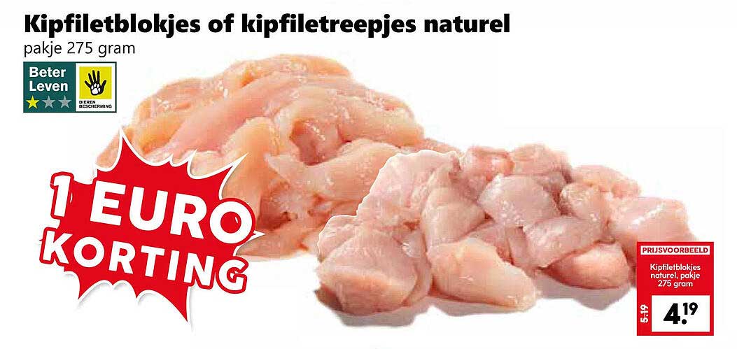 Kipfiletblokjes of kipfiletreepjes naturel