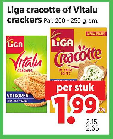 Liga cracotte of Vitalu crackers Pak 200 - 250 gram.