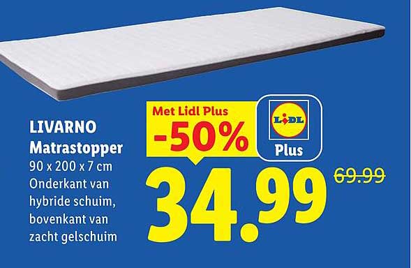 LIVARNO Matrasstopper 90 x 200 x 7 cm Met Lidl Plus -50%