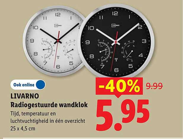 LIVARNO Radiogestuurde wandklok