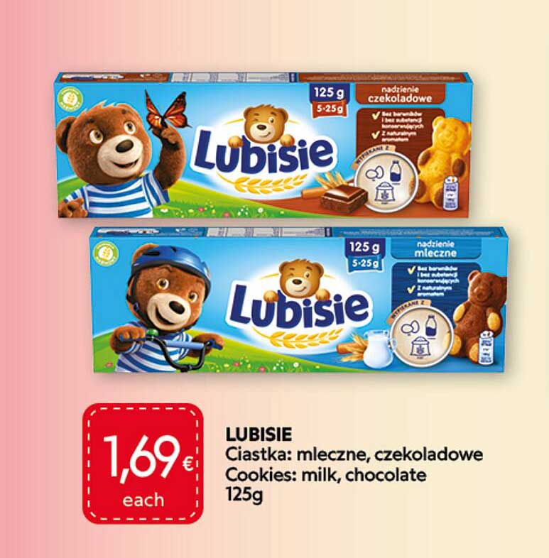 LUBISIE Ciastka: mleczne, czekoladowe Cookies: milk, chocolate 125g