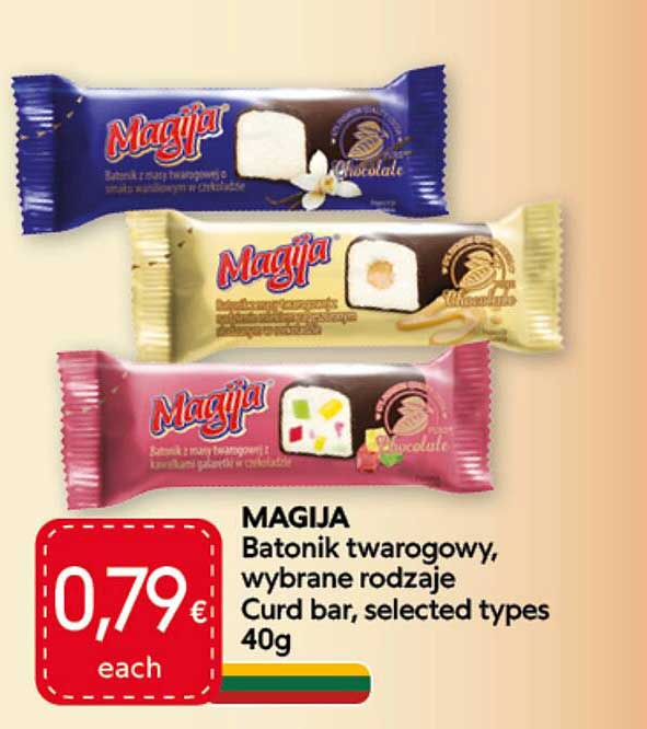 MAGIJA Batonik twarogowy, wybrane rodzaje Curd bar, selected types 40g