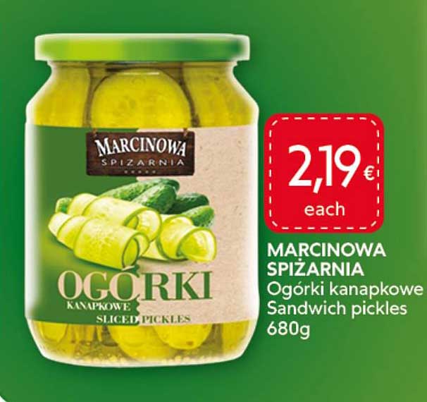 MARCINOWA SPIŻARNIA Ogórki kanapkowe Sandwich pickles 680g