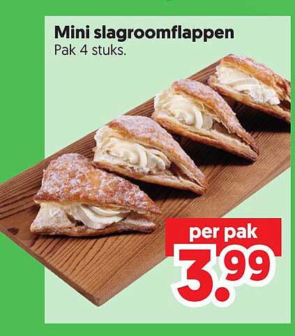 Mini slagroomflappen Pak 4 stuks.