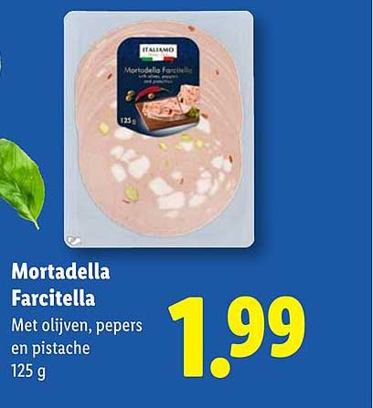 Mortadella Farcitella Met olijven, pepers en pistache 125 g