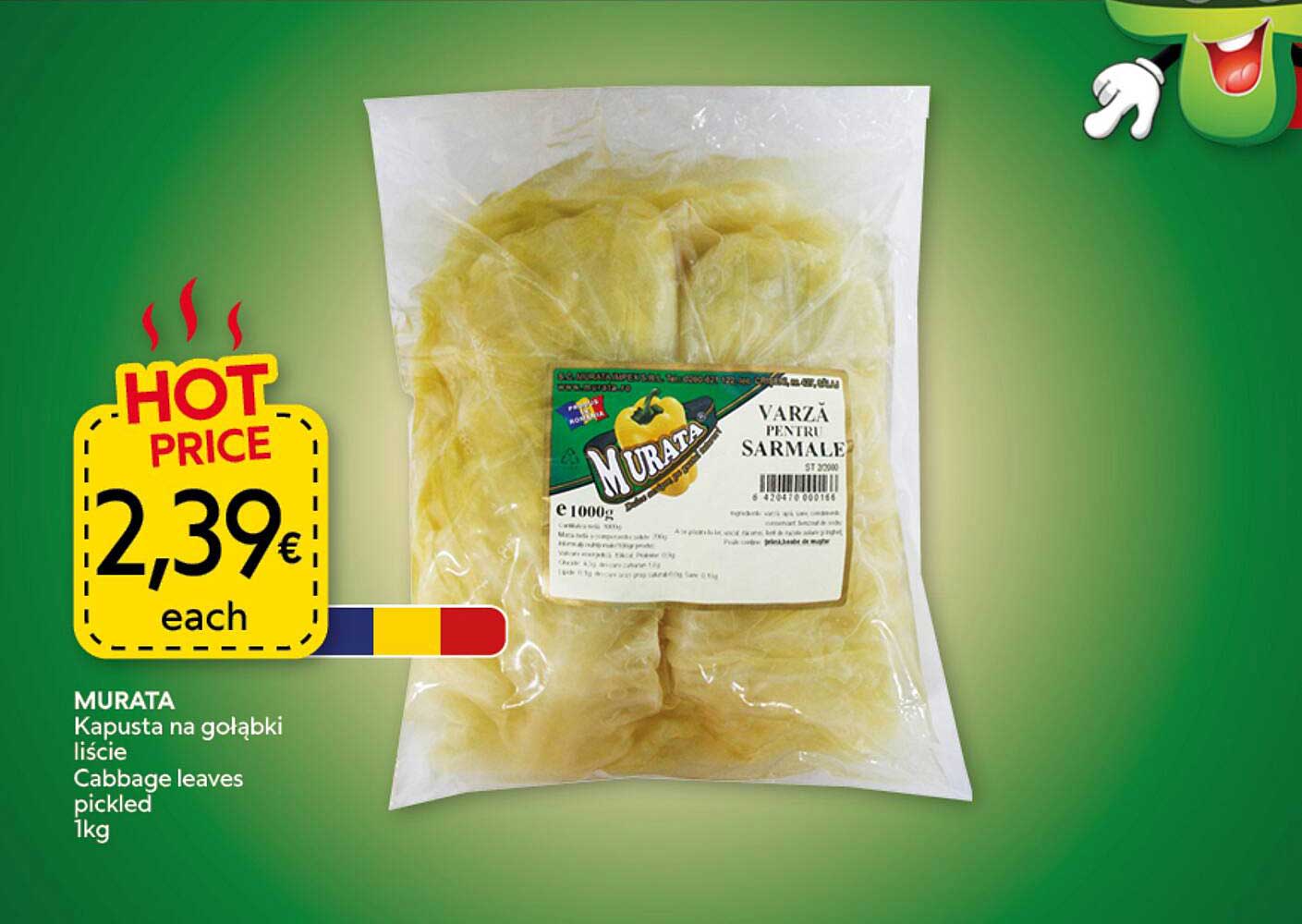 MURATA Kapusta na gołąbki liście Cabbage leaves pickled 1kg