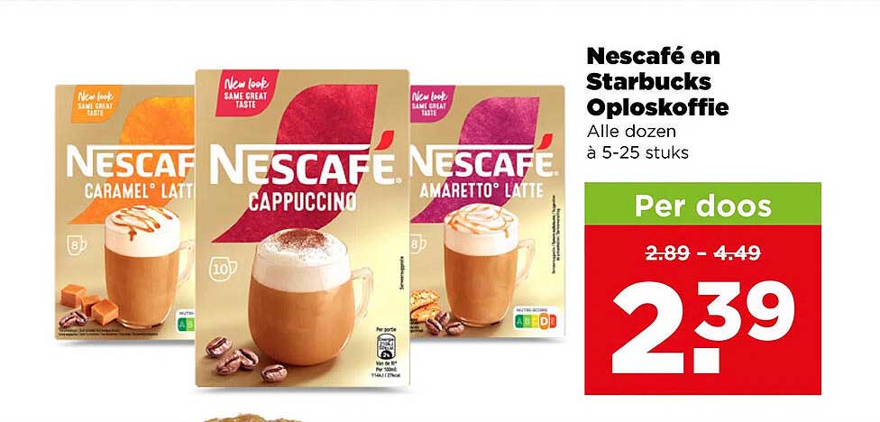 Nescafé en Starbucks Oploskoffie Alle dozen à 5-25 stuks