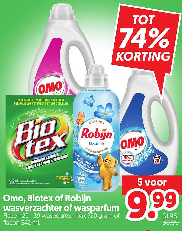 Omo, Biotex of Robijn wasverzachter of wasparfum