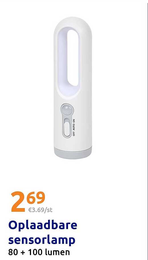 Oplaadbare sensorlamp 80 + 100 lumen