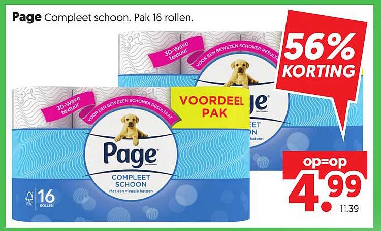 Page Compleet schoon. Pak 16 rollen. 56% KORTING