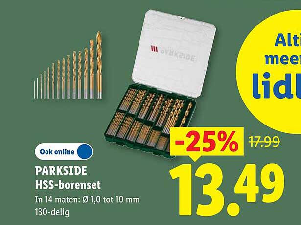 PARKSIDE HSS-borenset In 14 maten: Ø 1,0 tot 10 mm 130-delig -25%