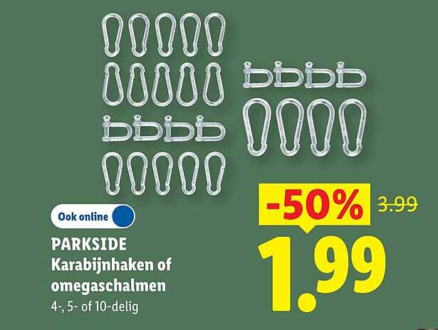 PARKSIDE Karabijnhaken of omegashalmen 4-, 5- of 10-delig -50%