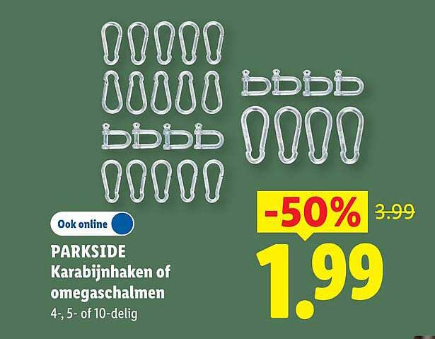 PARKSIDE Karabijnhaken of omegashalmen 4-, 5- of 10-delig -50%