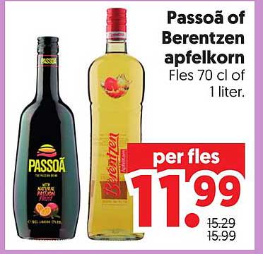 Passoã of Berentzen apfelkorn Fles 70 cl of 1 liter.