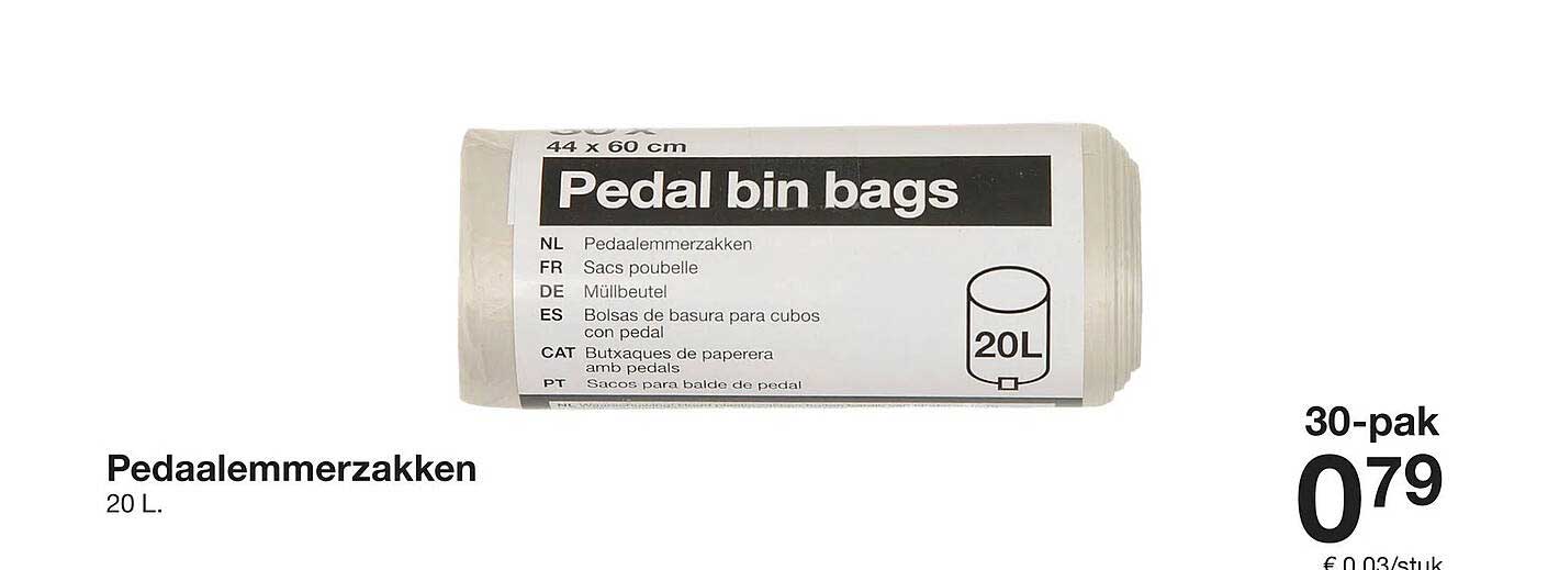 Pedaalemmerzakken 20 L. 30-pak