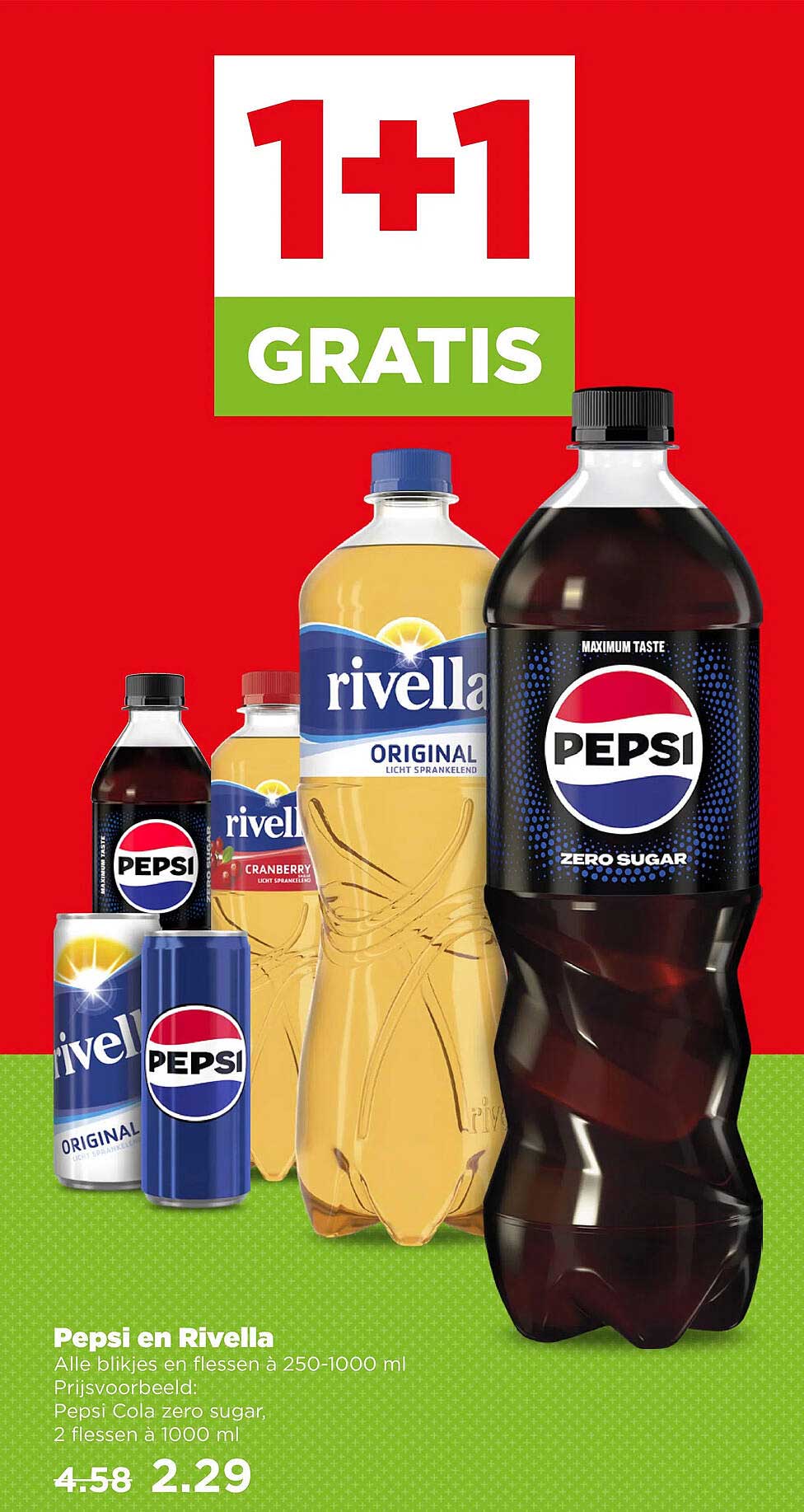 Pepsi en Rivella 1+1 GRATIS
