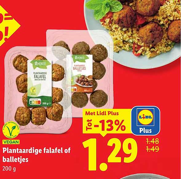 Plantaardige falafel of balletjes 200 g Tot -13%