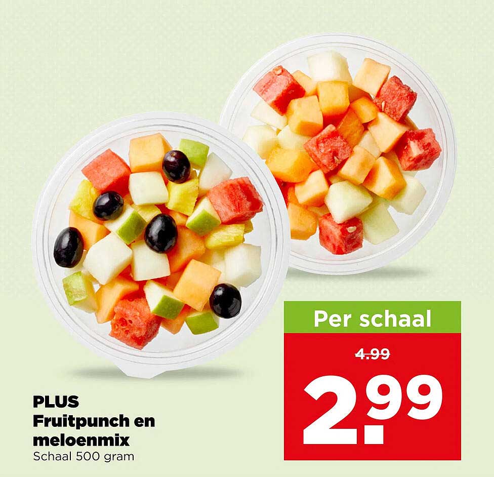 PLUS Fruitpunch en meloenmix, schaal 500 gram