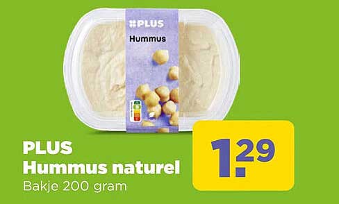 PLUS Hummus naturel Bakje 200 gram