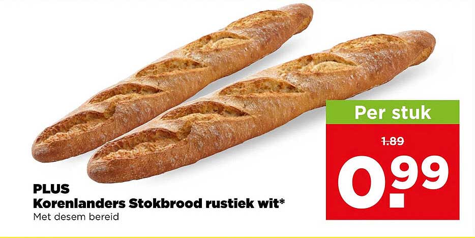 PLUS Korenlanders Stokbrood rustiek wit*