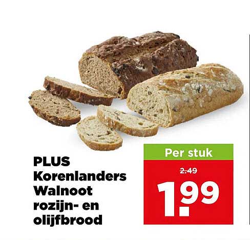 PLUS Korenlanders Walnoot rozijn- en olijfbrood
