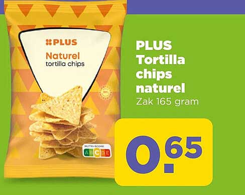 PLUS Tortilla chips naturel Zak 165 gram