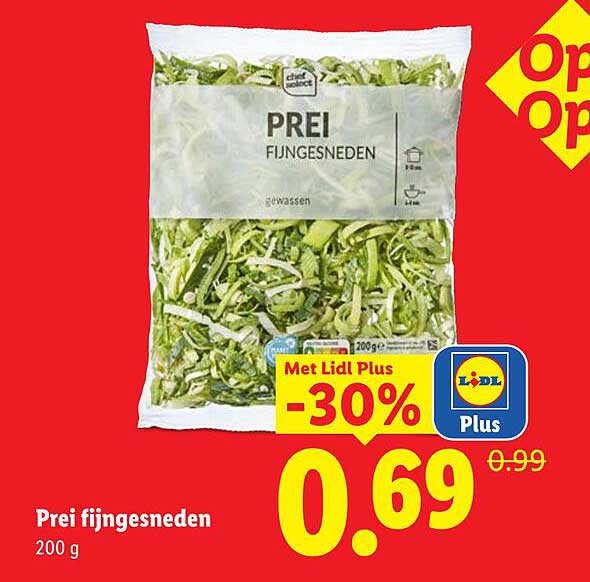 Prei fijngesneden