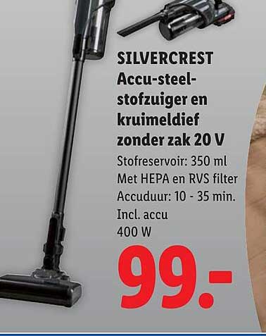 SILVERCREST Accu-steelstofzuiger en kruimeldief zonder zak 20 V