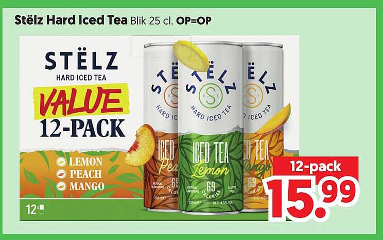 Stëlz Hard Iced Tea Blik 25 cl. OP=OP