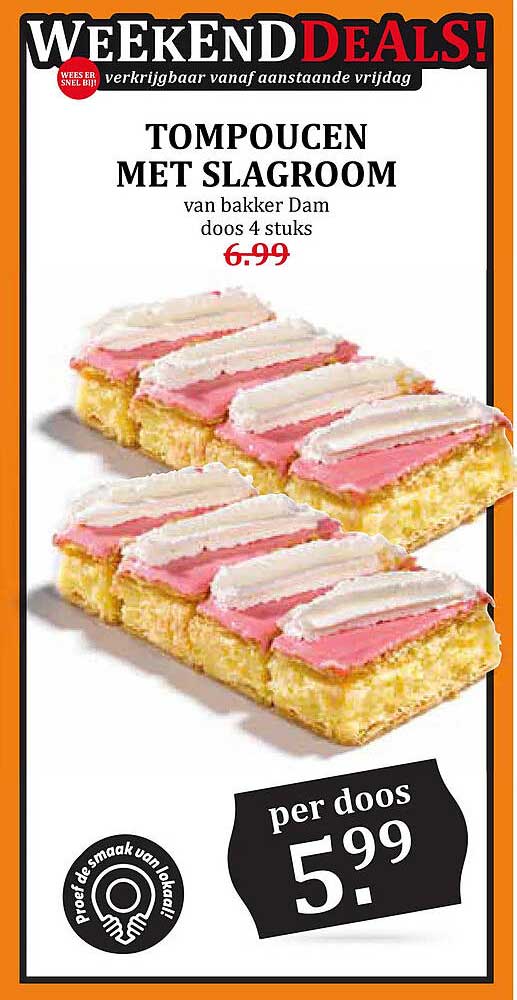 TOMPOUCEN MET SLAGROOM van bakker Dam doos 4 stuks