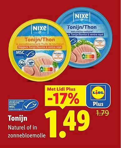 Tonijn Naturel of in zonnebloemolie