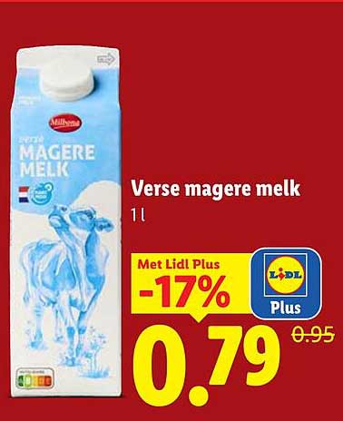 Verse magere melk 1 l