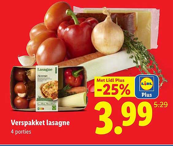 Verspakket lasagne 4 porties Met Lidl Plus -25%