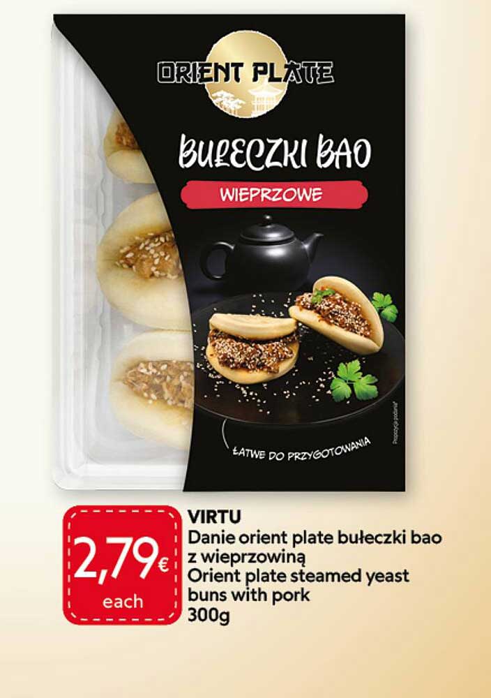 Virtu Danie orient plate bułeczki bao z wieprzowiną Orient plate steamed yeast buns with pork 300g