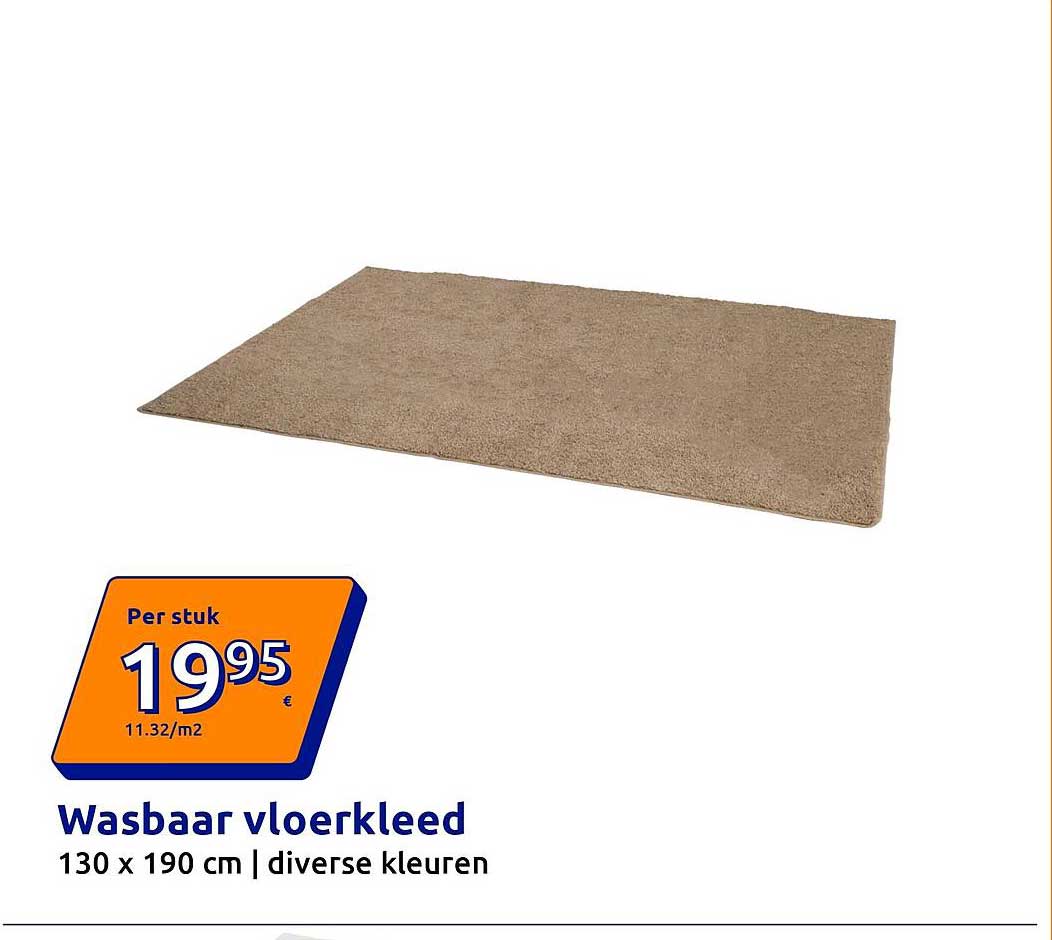 Wasbaar vloerkleed 130 x 190 cm | diverse kleuren