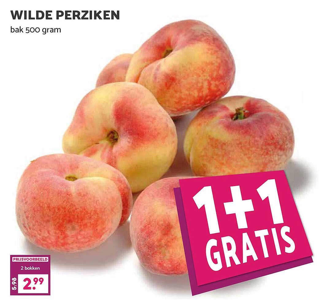 WILDE PERZIKEN bak 500 gram 1+1 GRATIS