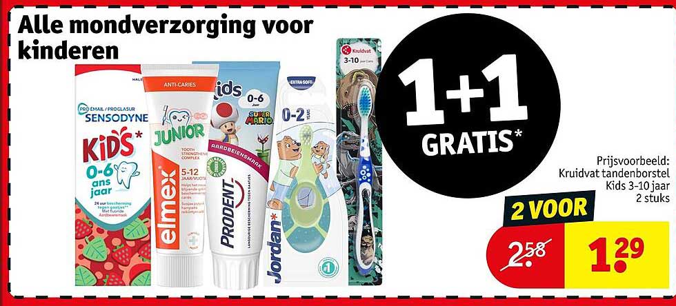 Alle mondverzorging voor kinderen 1+1 GRATIS*