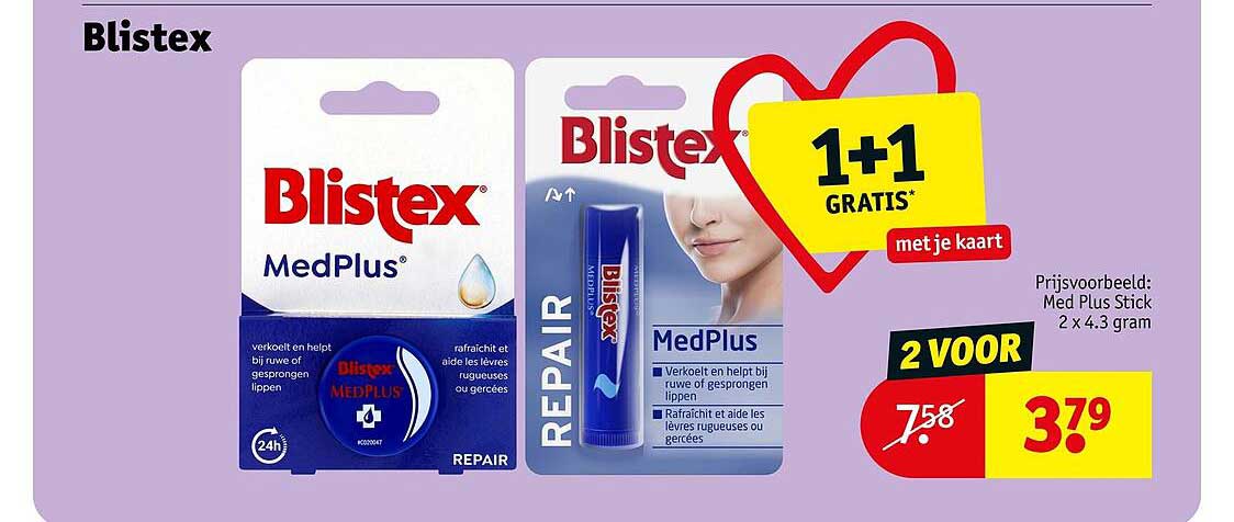 Blistex MedPlus 1+1 GRATIS met je kaart