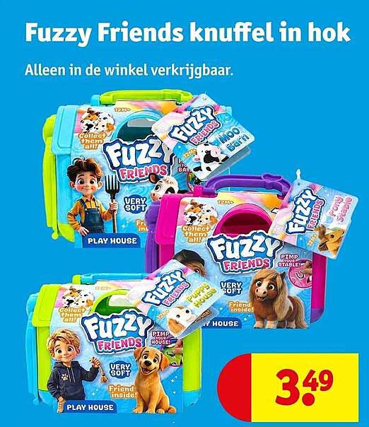 Fuzzy Friends knuffel in hok