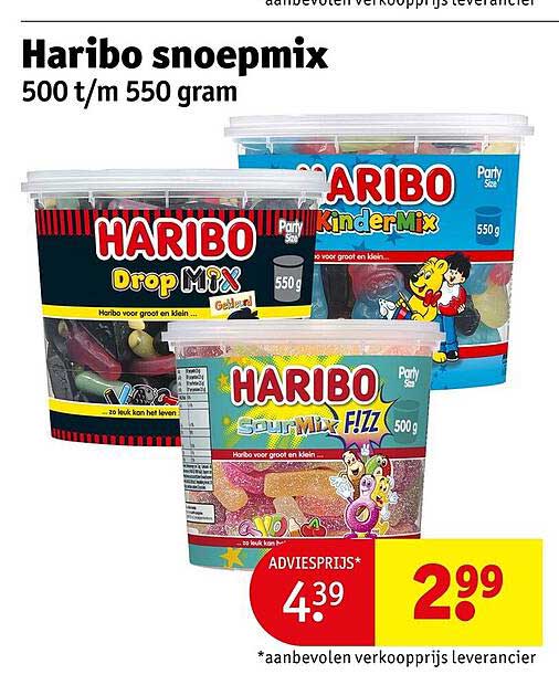 Haribo snoepmix 500 t/m 550 gram