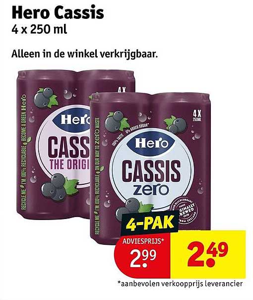 Hero Cassis 4 x 250 ml