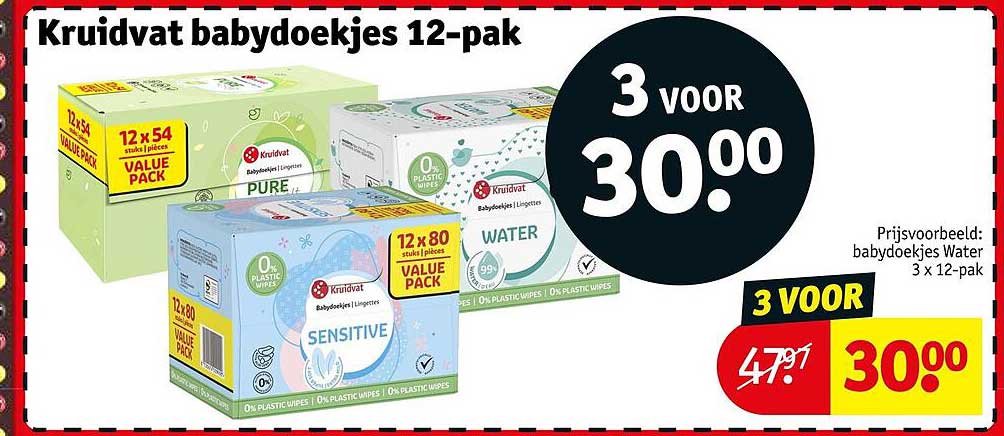 Kruidvat babydoekjes 12-pak 3 voor 30.00