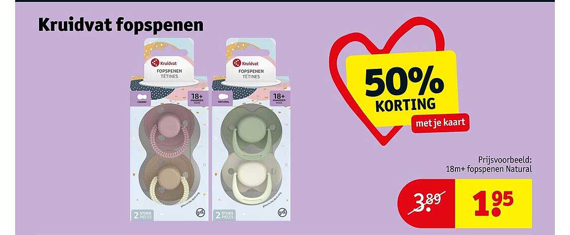 Kruidvat fopspeen 50% korting met je kaart