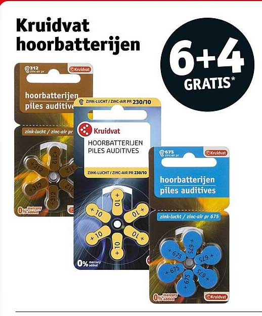 Kruidvat hoorbatterijen 6+4 GRATIS*