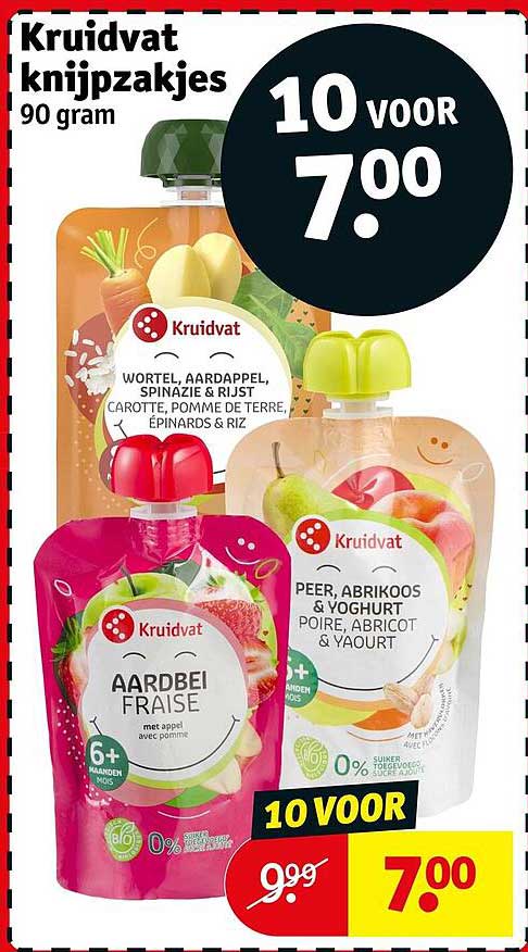 Kruidvat knijpzakjes 90 gram 10 voor 7.00