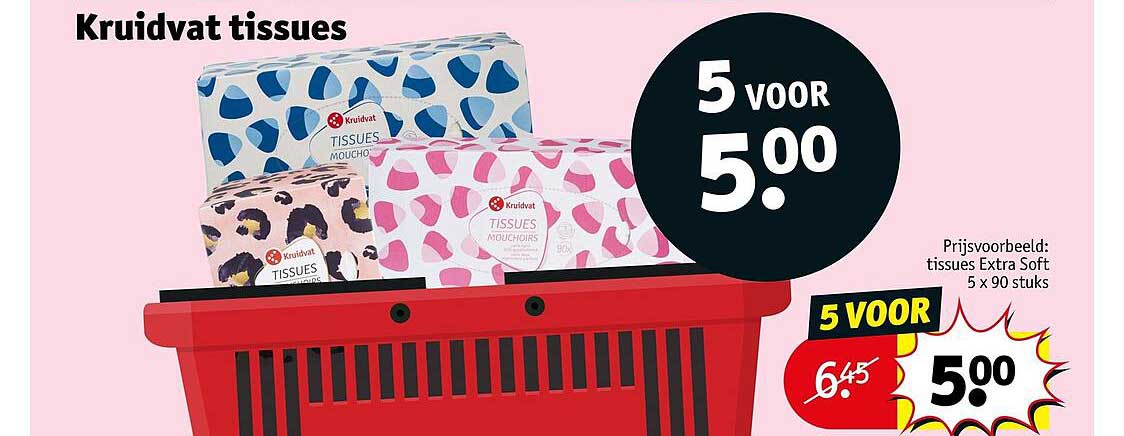 Kruidvat tissues 5 voor 5,00
