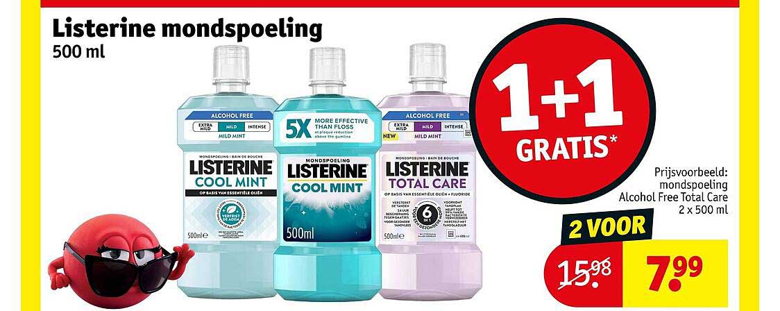Listerine mondspoeling 500 ml 1+1 GRATIS