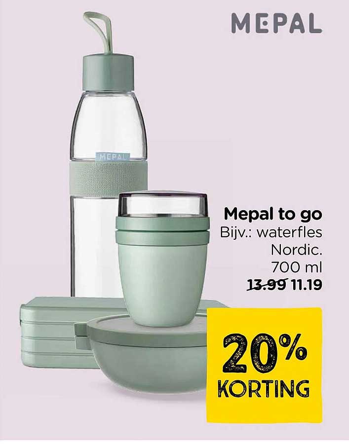 Mepal to go Bĳv.: waterfles Nordic. 700 ml 20% KORTING